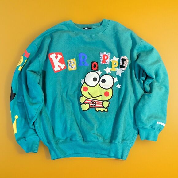 Sanrio x Dumbgood Keroppi Puff Print Crew Neck Sweatshirt M Oversized Anime Top - Picture 1 of 11